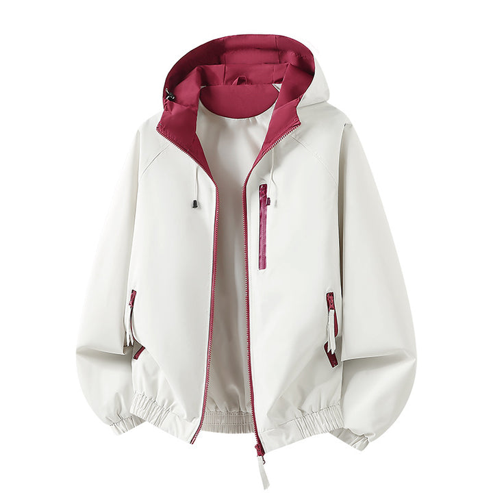 Damen Leichte Kapuzen‑Shelljacke im Urban‑Look mit kontrastfarbenem Futter, Reißverschlusstaschen und elastischem Bund Drune