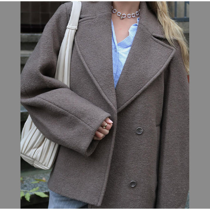 Damen Oversized Woll-Cardigan mit breiten Ärmeln und elegantem Revers Drune