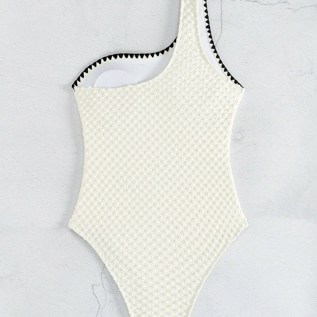 Damen Einseitiger Badeanzug mit strukturiertem Material Drune