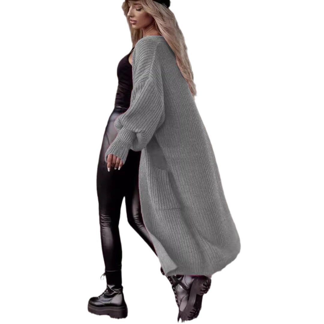 Damen Grobstrick Cardigan mit geripptem Design und großen Taschen Drune