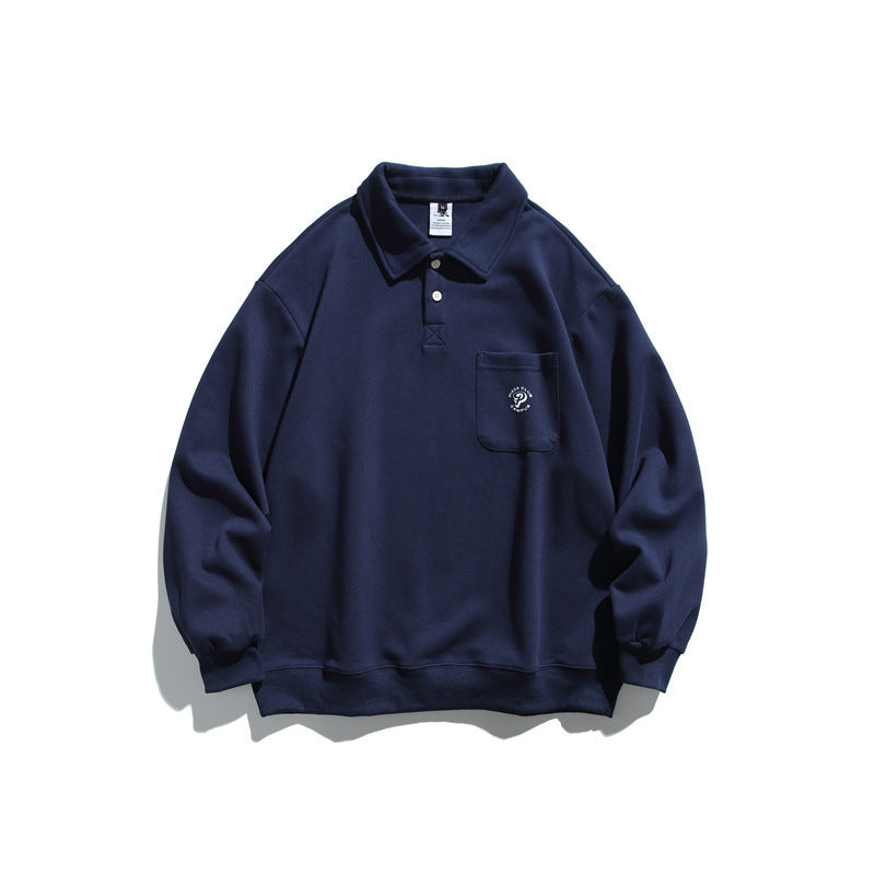 Unisex Relaxed-Fit Polokragen-Sweatshirt mit Brusttasche und feiner Ponte-Struktur Drune