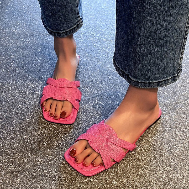 Damen stylische Riemchen-Pantoletten mit komfortabler Sohle Drune
