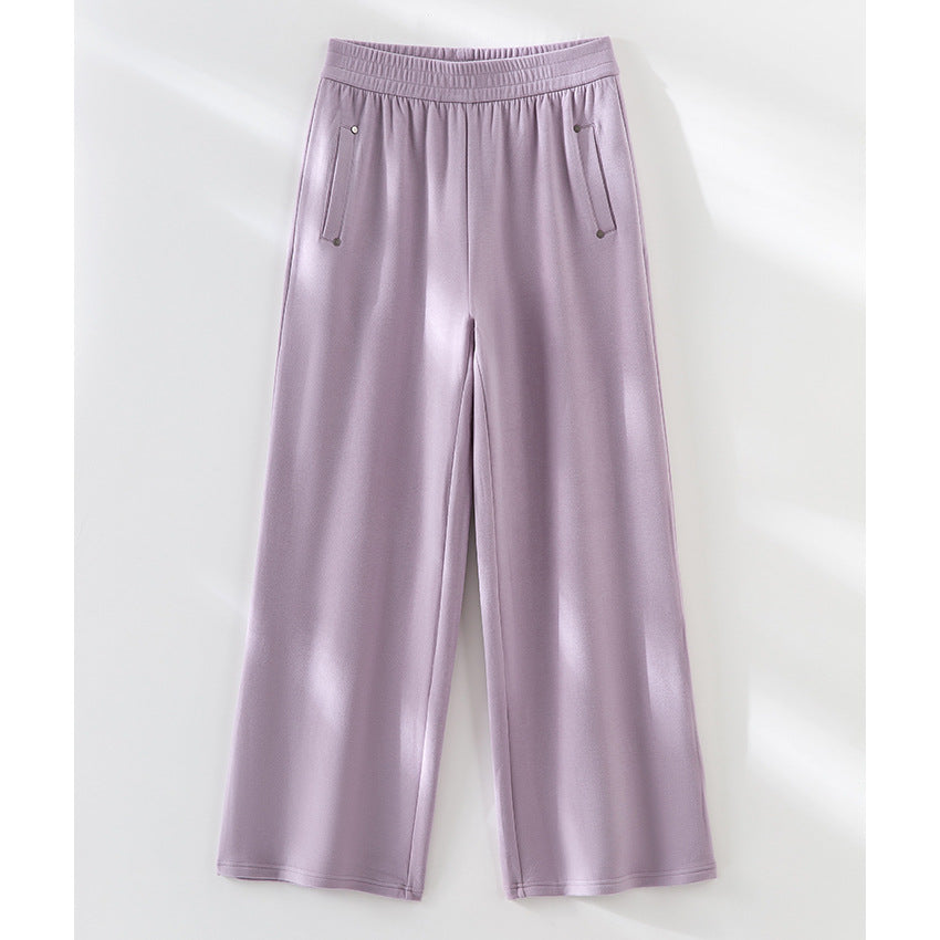 Damen Weite Satin-Hose mit hohem Elastikbund und fließender Drapierung Drune
