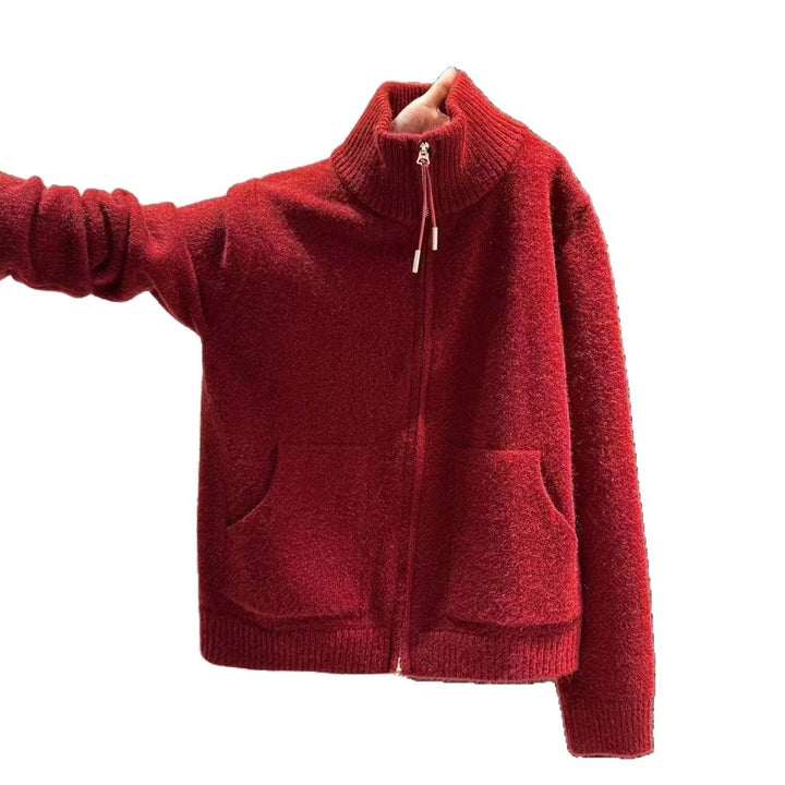 Damen Thermo Strickjacke mit hochschließendem Kragen und zwei praktischen Taschen Drune