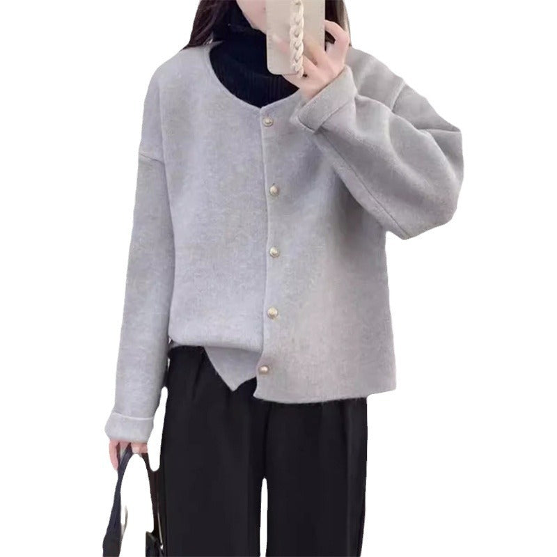 Damen kuscheliger Strickcardigan mit edlen Knöpfen und weitem Schnitt Drune