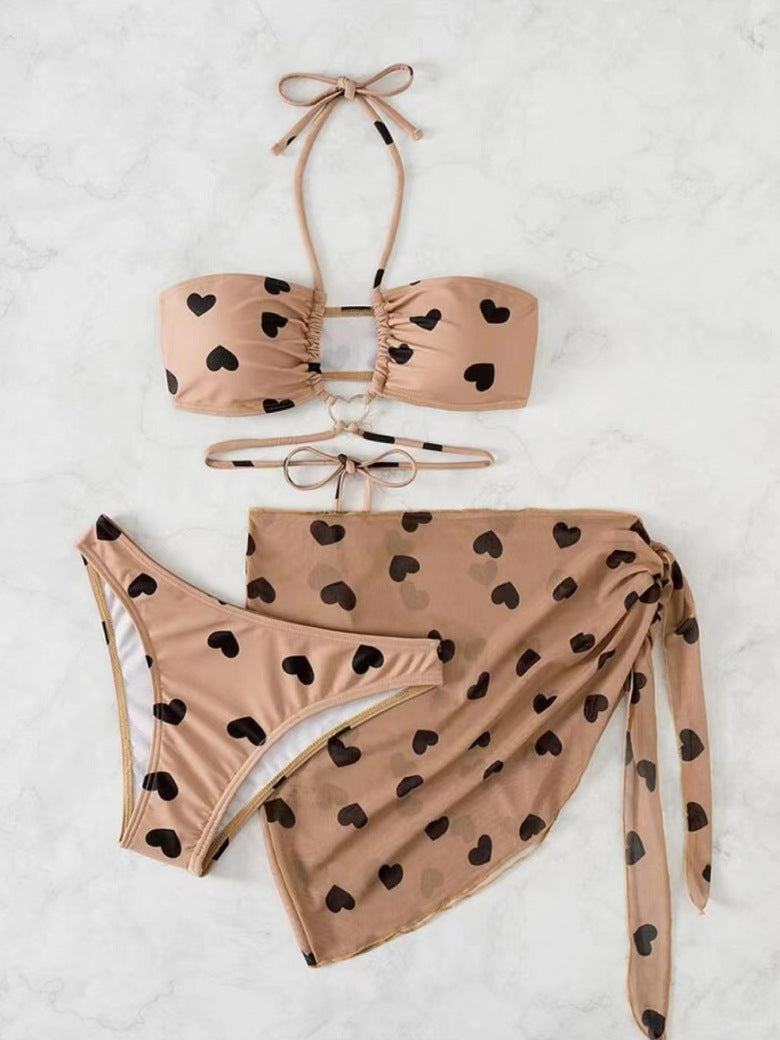 Damen Bandeau Bikini-Set mit verspieltem Herzdesign Drune