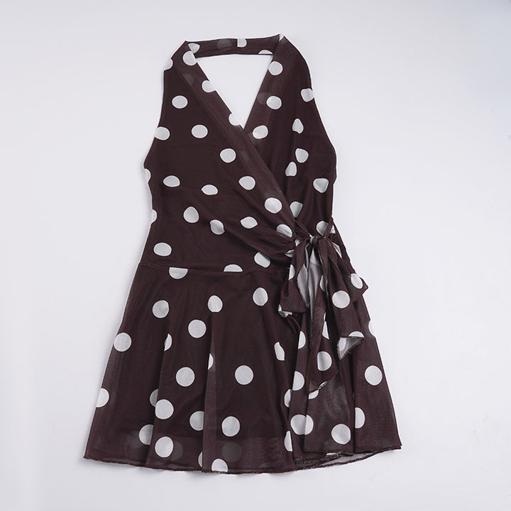 Damen verführerisches Wickelkleid mit Polka-Dot-Muster und raffiniertem Design Drune