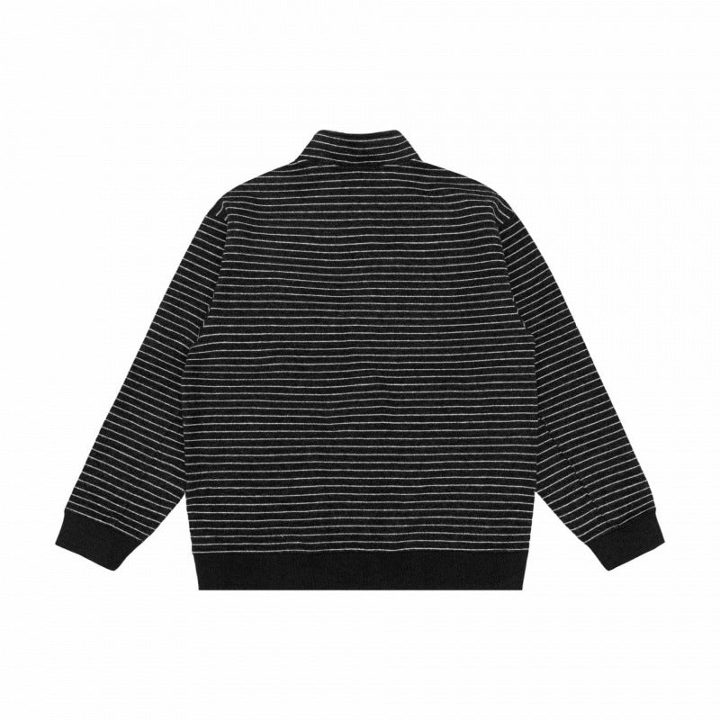 Unisex Gestreifte Strick-Zipjacke mit Stehkragen und aufgesetzten Eingrifftaschen Drune