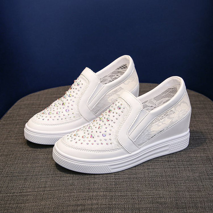 Damen Slip-On Keil-Sneaker mit funkelnden Ziersteinen und elastischen Seiteneinsätzen Drune