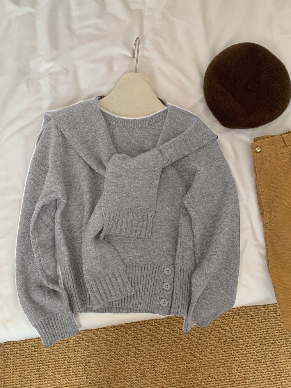 Damen eleganter pullover mit abnehmbarem Kragen Drune
