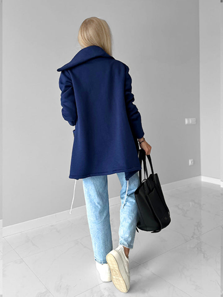 Drune | Reißverschluss Revers Mid Length Fleece Sweatshirt Jacke