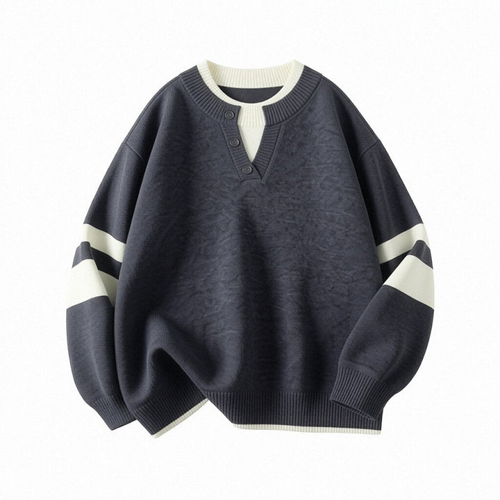 Damen Sportlicher Oversize-Pullover mit Knopfleiste Drune