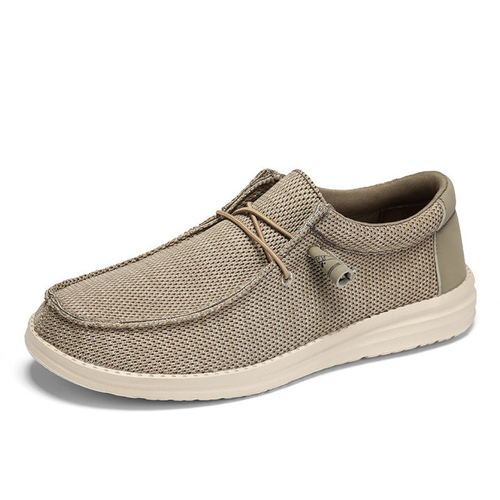 Herren atmungsaktive Mokassin‑Slipper aus Strick mit Memory‑Fußbett und rutschfester EVA‑Laufsohle Drune