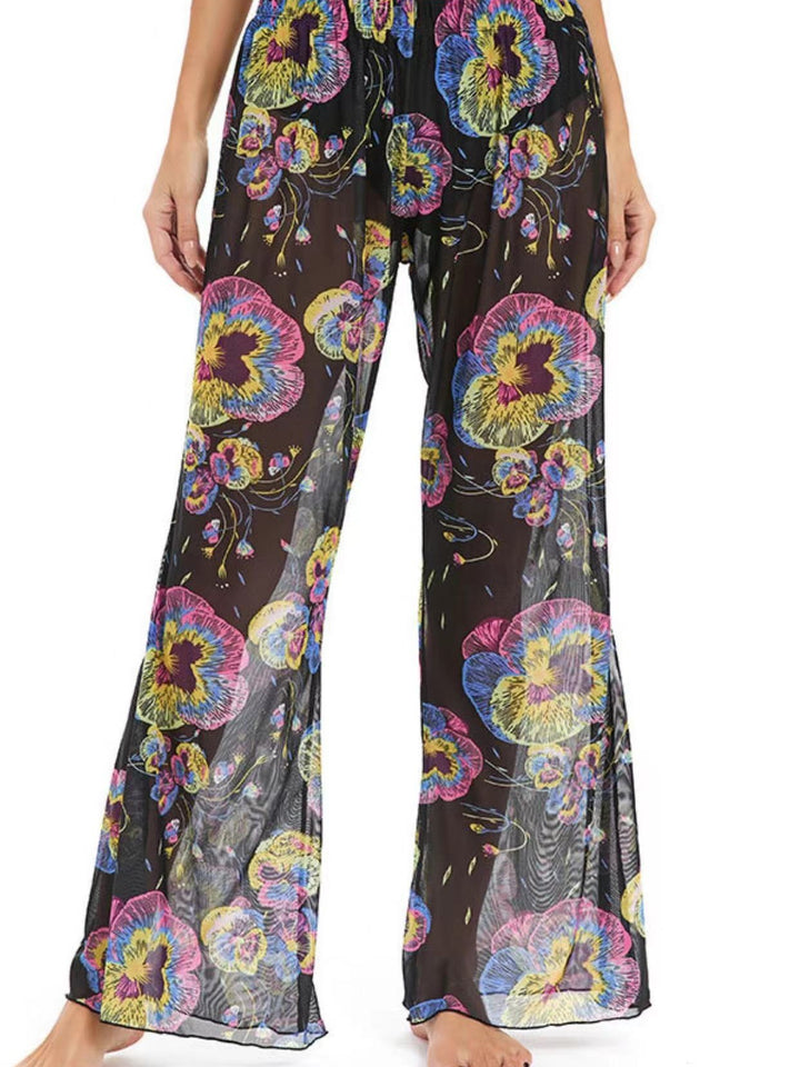 Damen Elegante Strandhose mit floralem Muster Drune