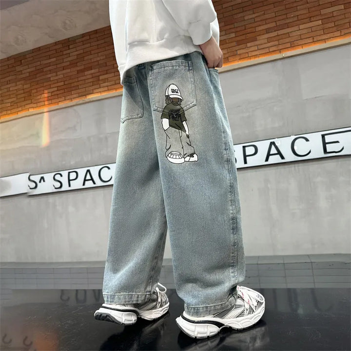 Unisex lässige weite Denim-Hose mit einzigartiger Grafik Drune