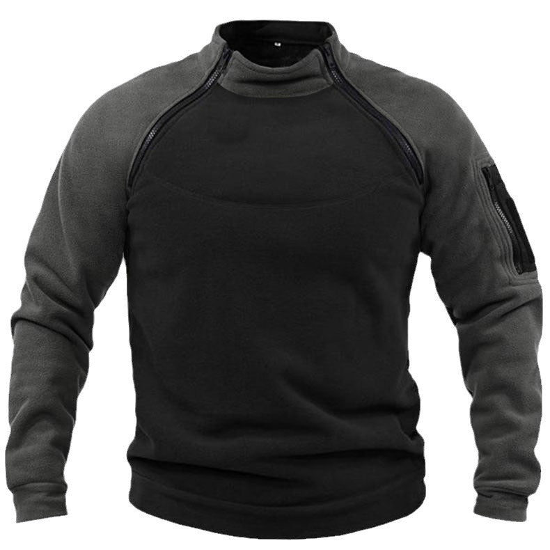 Herren Fleece-Pullover mit hohem Kragen und funktionalen Taschen Drune