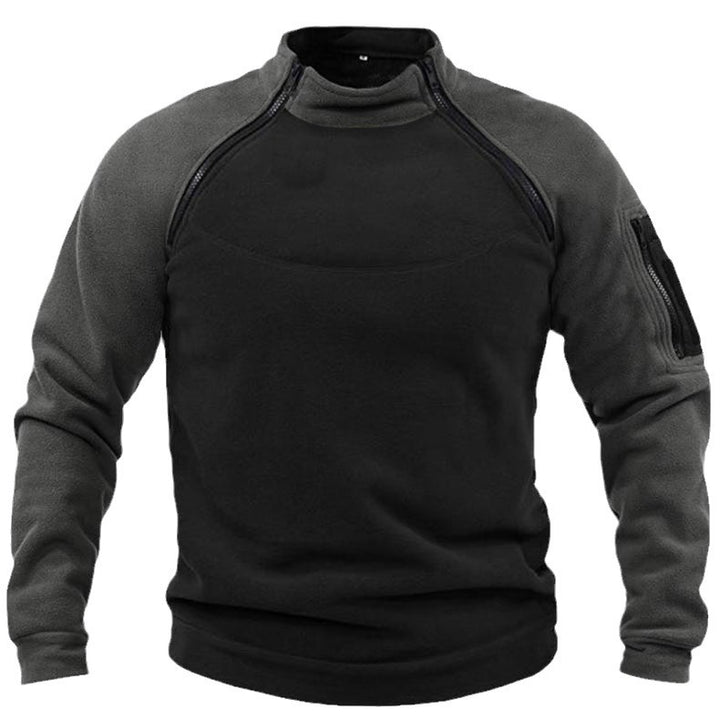 Herren Fleece-Pullover mit hohem Kragen und funktionalen Taschen Drune