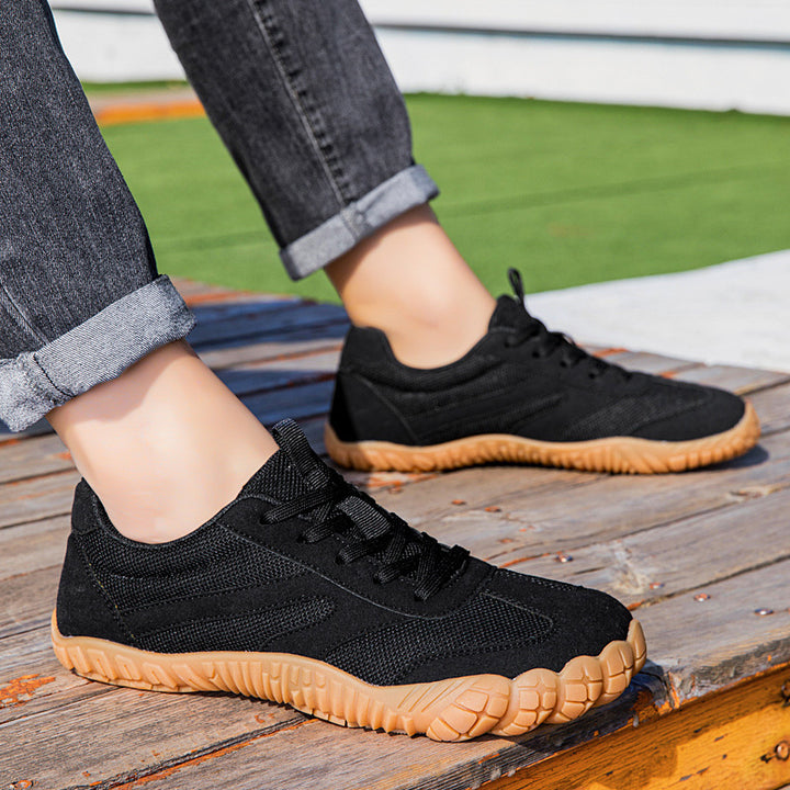 Unisex atmungsaktive Mesh-Sneaker mit Wildleder-Overlays, flexibler Profilsohle und ergonomischem Fußbett Drune