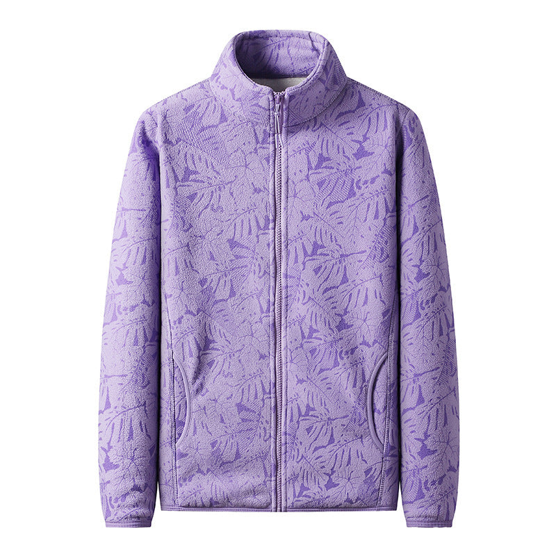 Damen Fleecejacke mit durchgehendem Reißverschluss und floraler Jacquard-Struktur Drune