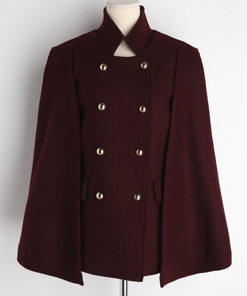 Damen Mantelcape im Tailoring‑Look mit doppelreihiger Knopfleiste und markanter Schulter Drune