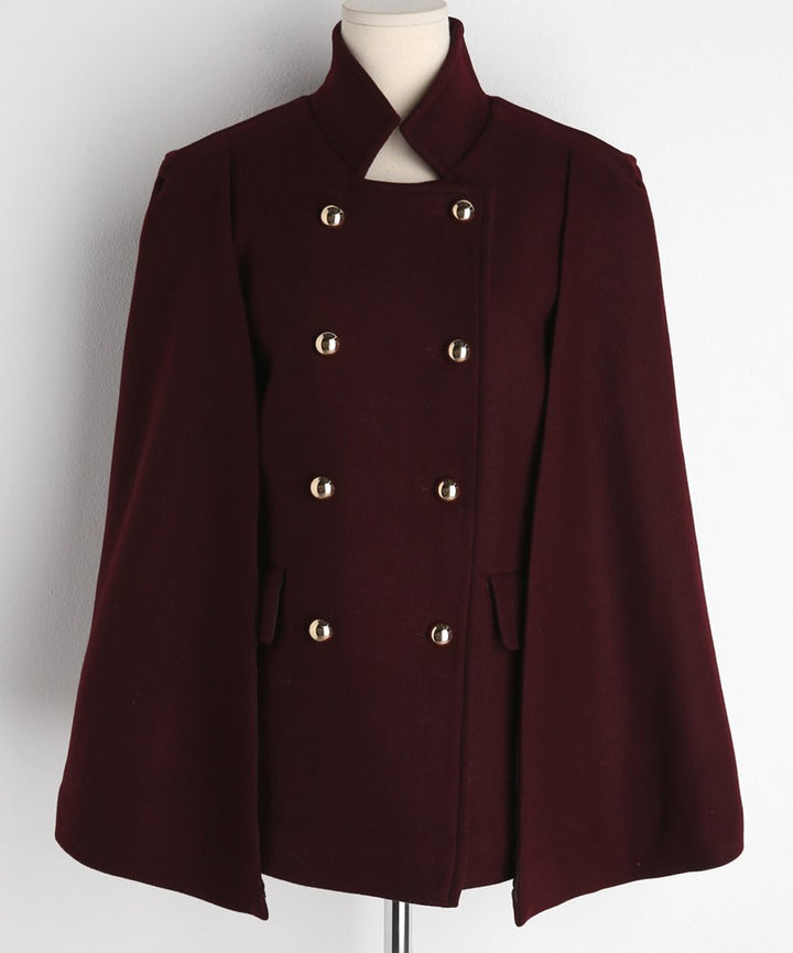 Damen Mantelcape im Tailoring‑Look mit doppelreihiger Knopfleiste und markanter Schulter Drune