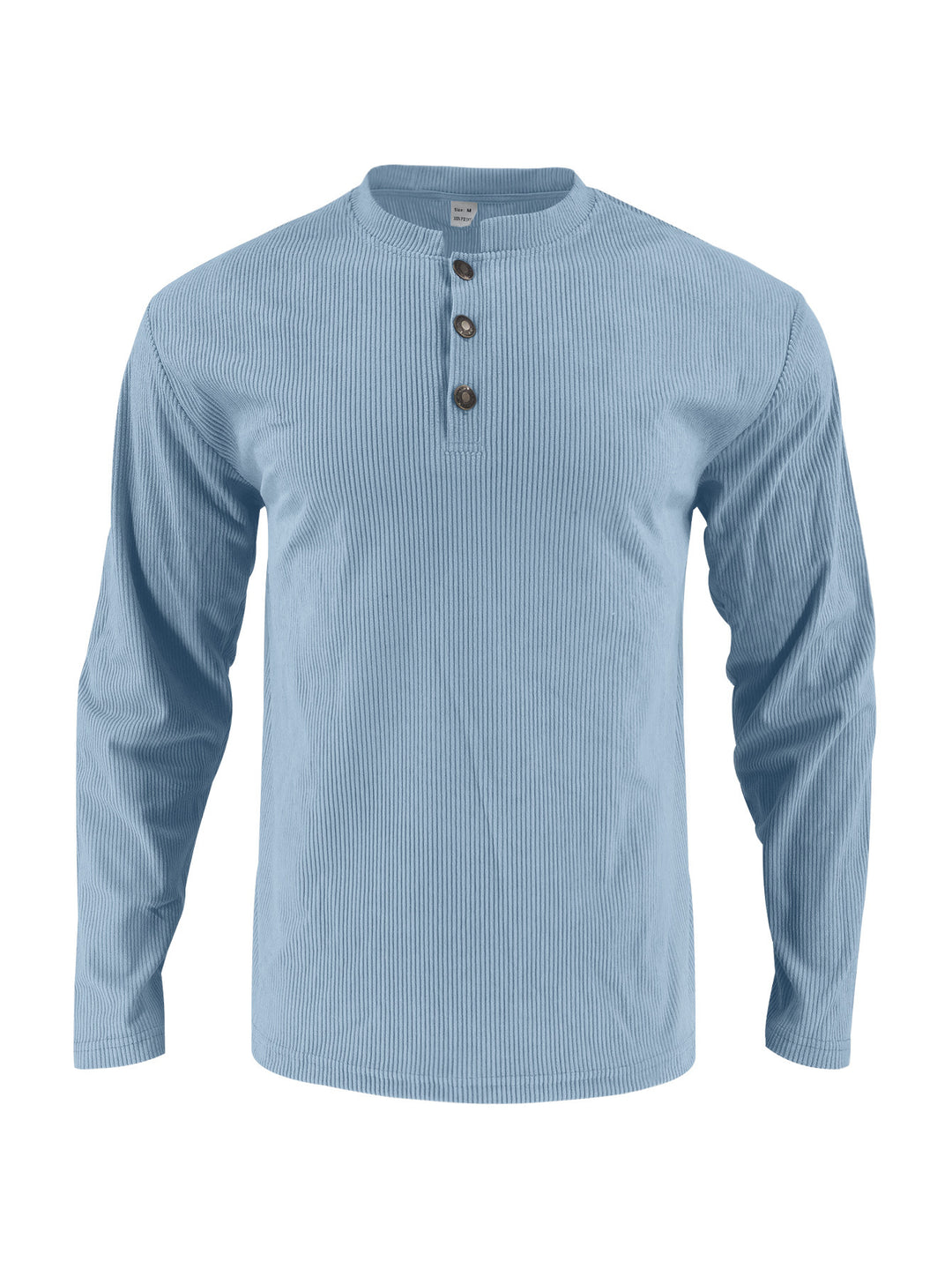 Herren Langarmshirt mit modischer Stehkragen und Knopfleiste Drune