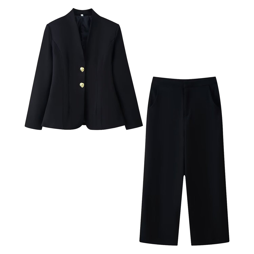 Damen Taillierter Blazer mit V‑Ausschnitt, nahtfeiner Silhouette und Zierknöpfen Drune