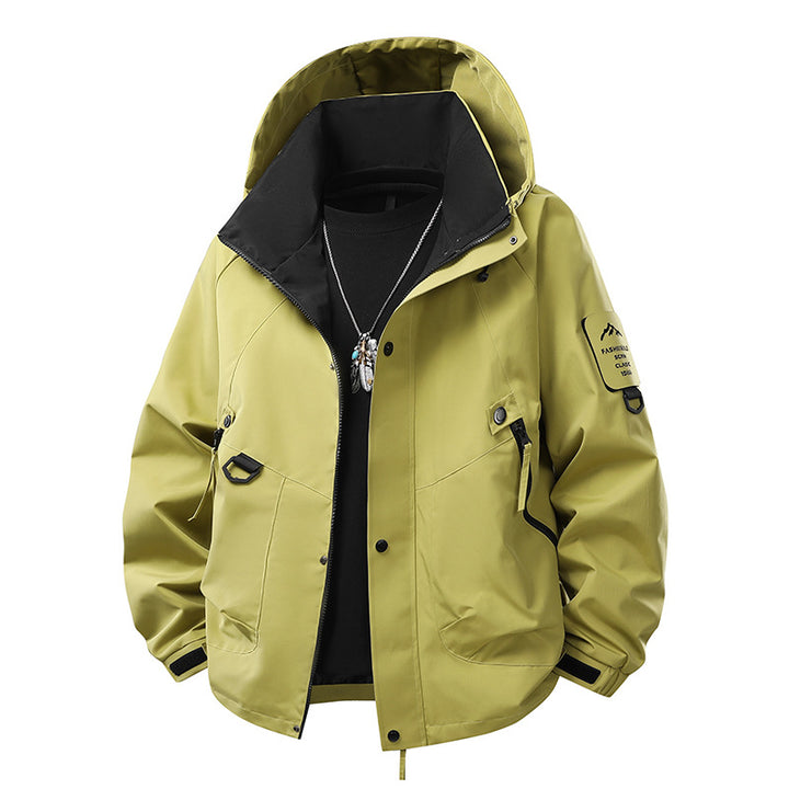 Herren Wasserdichte Outdoor‑Utility‑Regenjacke mit Kapuze, Mehrfachtaschen und verstellbarem Saum Drune