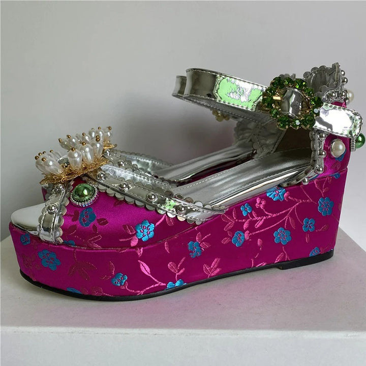 Damen Verzierte Plattform Keil Sandalen Drune