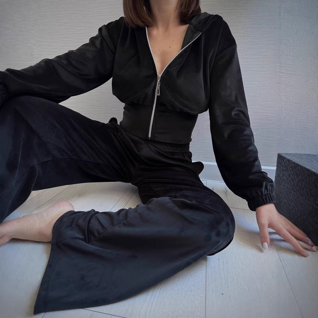 Damen Taillierte Cropped-Kapuzenjacke mit figurformendem Schlauchbund Drune