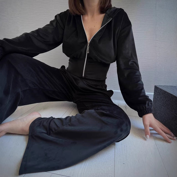 Damen Taillierte Cropped-Kapuzenjacke mit figurformendem Schlauchbund Drune