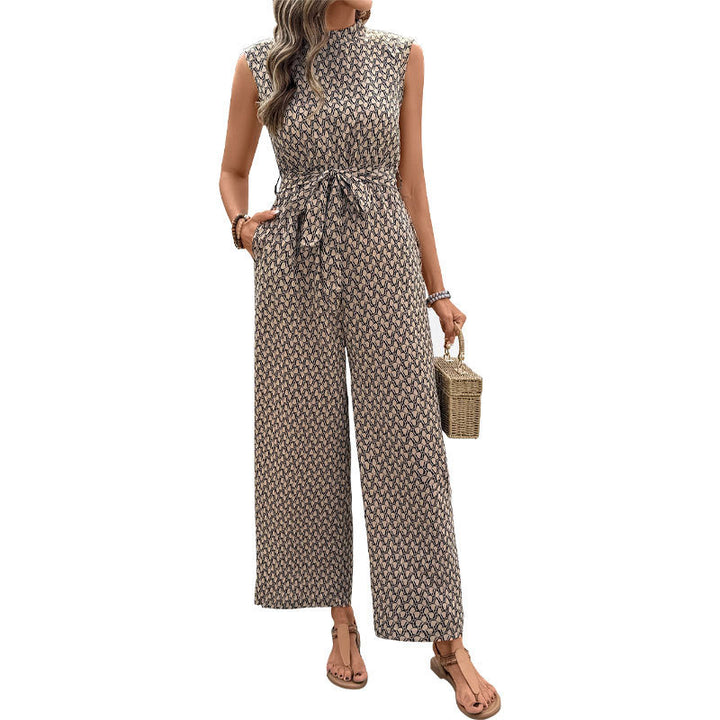 Damen Jumpsuit mit elegantem Knoten und floralem Design Drune