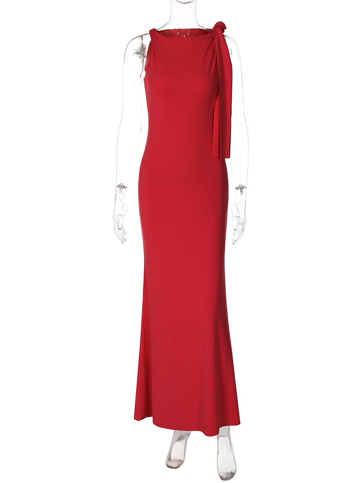 Damen Elegantes Maxikleid mit asymmetrischen Trägerdetails Drune