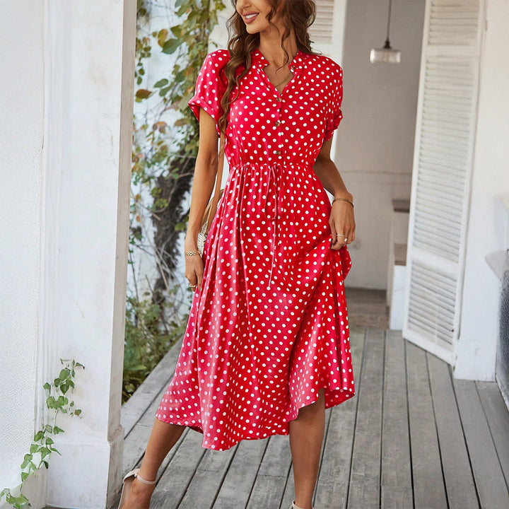 Damen Midikleid mit Punkten Drune