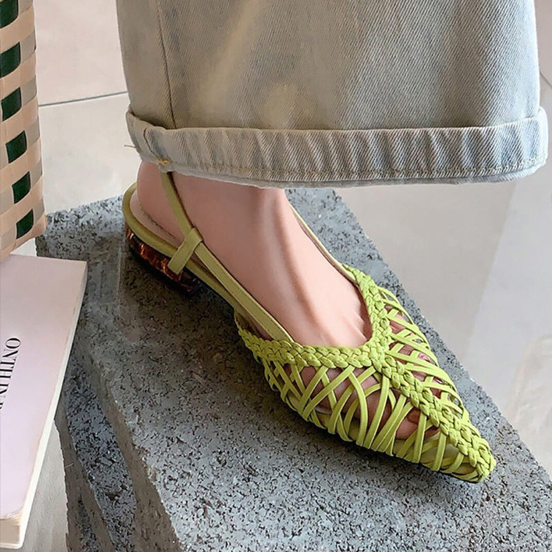 Damen Gewebte Slingback Ballerinas mit Verstellbarem Riemen Drune