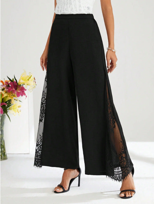 Damen Weite Spitze Palazzo-Hosen Drune