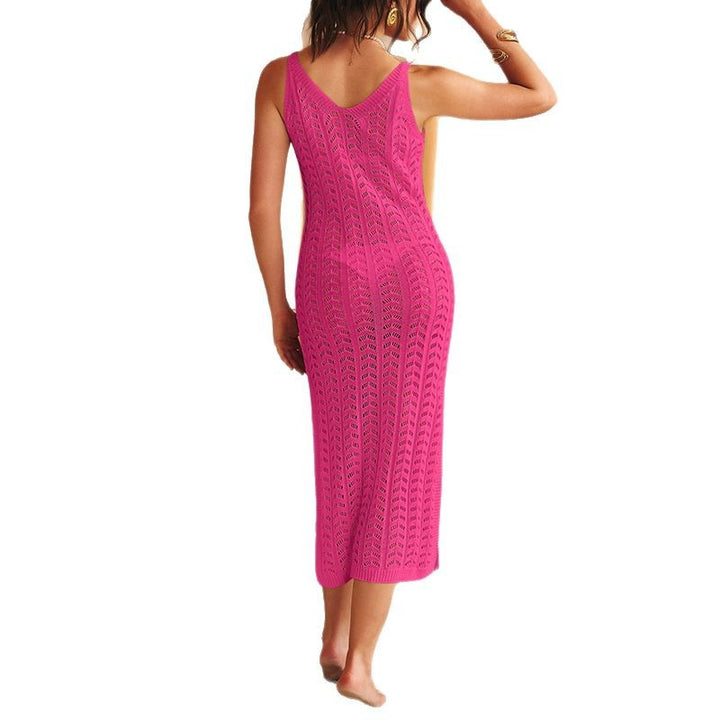 Damen Häkel-Midikleid mit raffiniertem Muster und elegantem Ausschnitt Drune