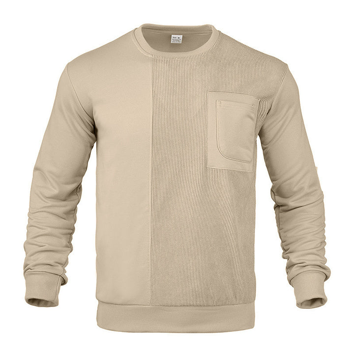Herren Struktur-Sweatshirt mit Rippen-Panel und Brusttasche Drune