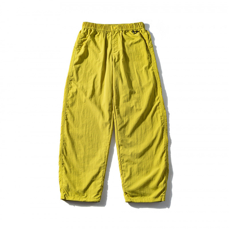 Unisex Weite Crinkle-Hose mit elastischem Tunnelzugbund, tiefem Schritt und Seitentaschen Drune