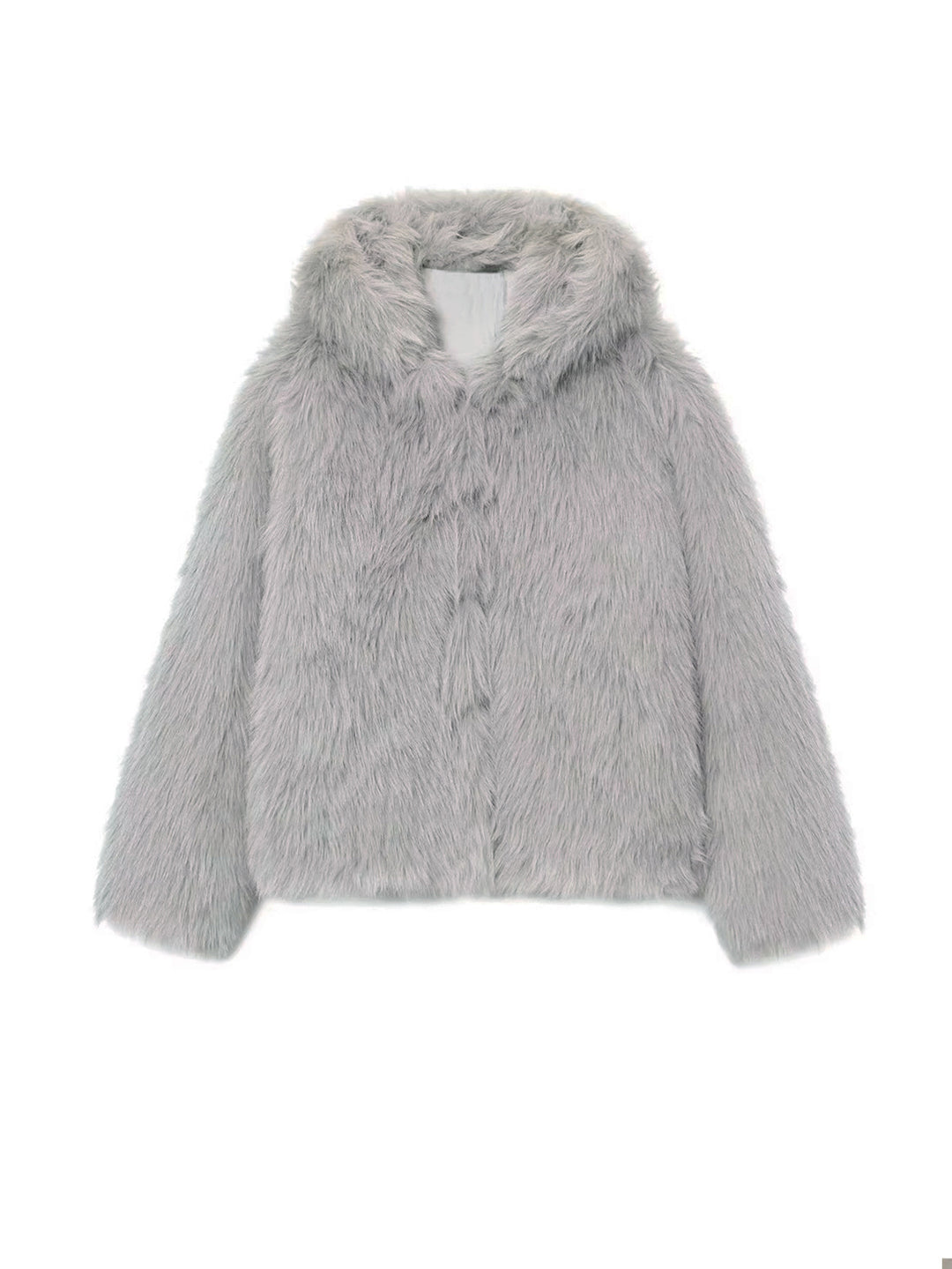 Damen Kurzblouson aus langfaserigem Shaggy‑Faux‑Fur mit hohem Schalkragen und klarer Boxy‑Silhouette Drune
