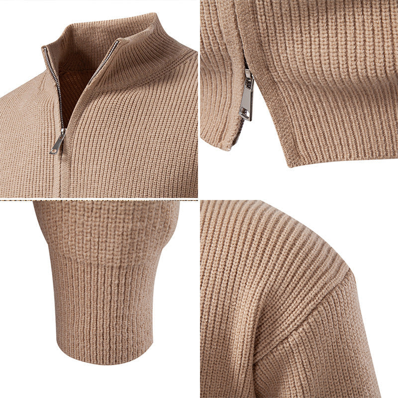Herren Strickjacke mit hohem Kragen und innovativem Reißverschluss Drune