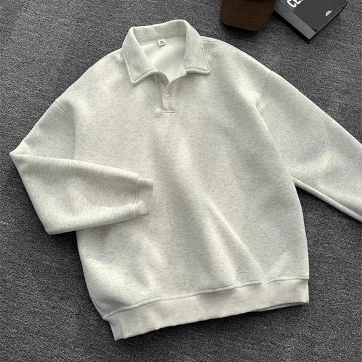 Herren Poloshirt-Sweatshirt mit Hemdkragen und Oversize-Schnitt Drune