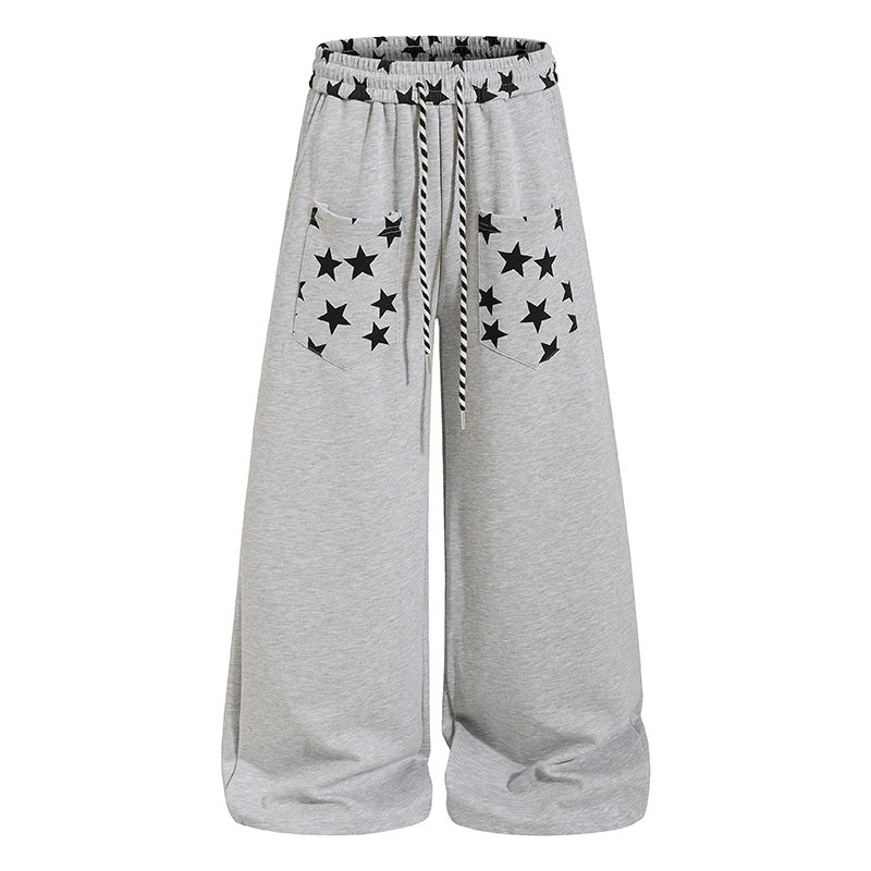Damen Extraweite Palazzo-Sweathose mit Komfortbund, Kordelzug und Sternapplikation Drune