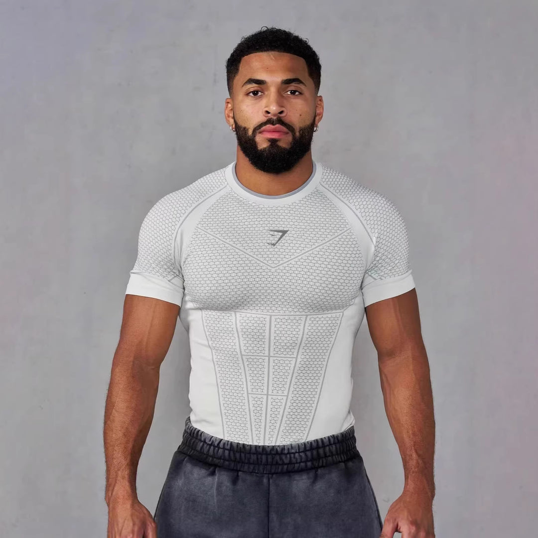 Herren nan muskelmodellierendes Funktionsshirt mit 3D-Struktur und gezielten Kompressionszonen Drune