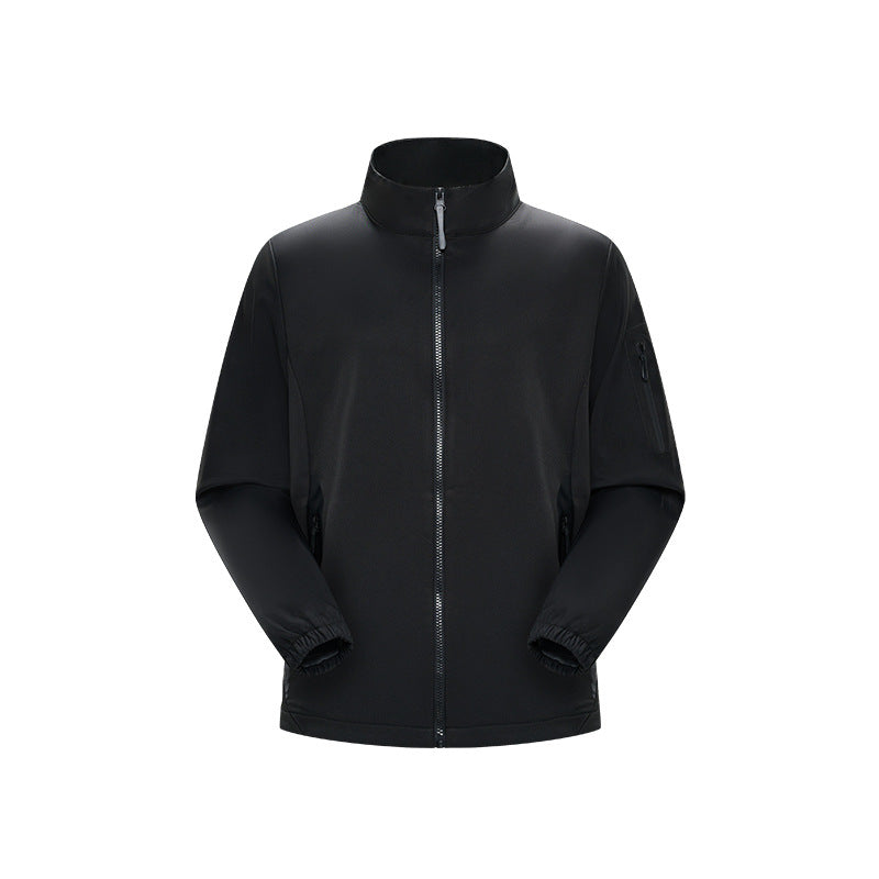 Unisex Leichte Softshell-Jacke mit Stehkragen, durchgehendem Reißverschluss und Ärmeltasche Drune