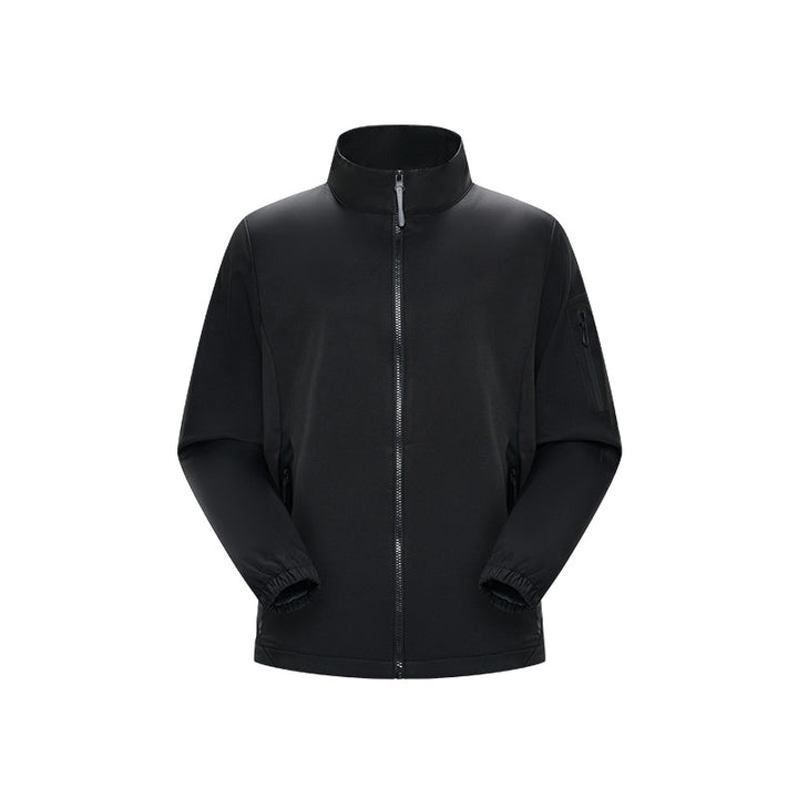 Unisex Leichte Softshell-Jacke mit Stehkragen, durchgehendem Reißverschluss und Ärmeltasche Drune