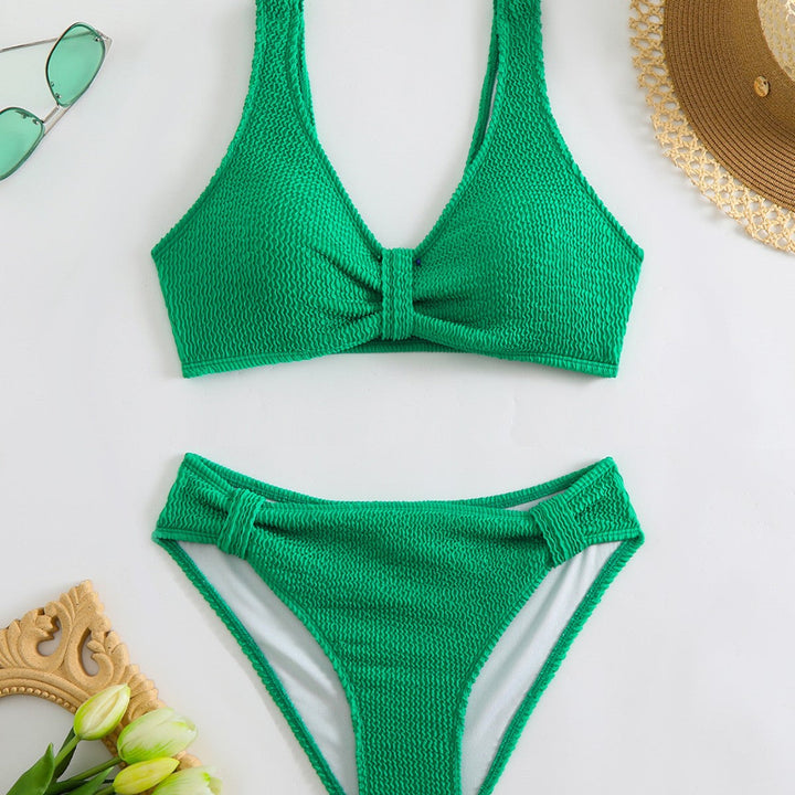 Damen Zweiteiliger Bikini mit verspieltem Wellenmuster Drune
