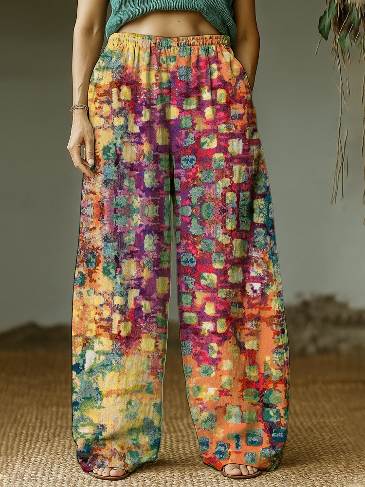 Damen Weite Freizeithose mit ethnischem Patchwork-Muster Drune