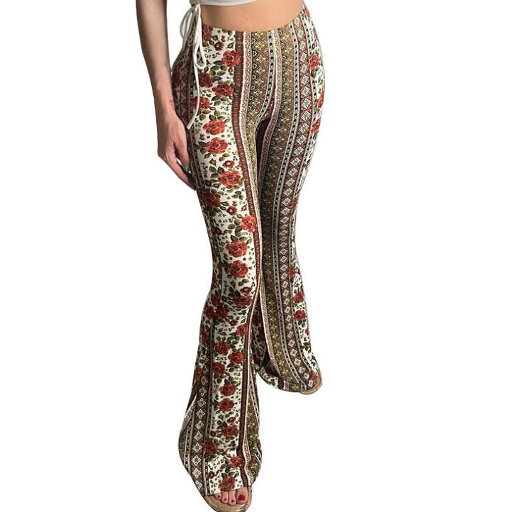 Damen nan ausgestellte Floral-Print Schlaghose mit hoher Taille Drune
