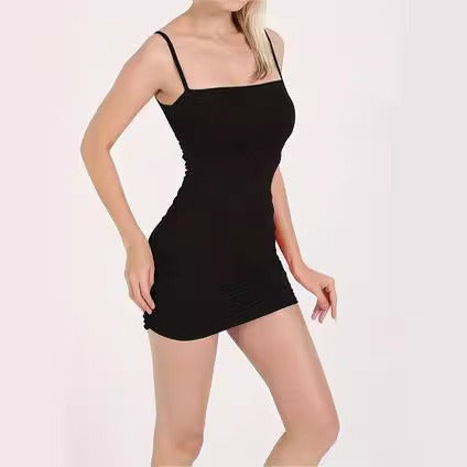 Damen figurbetontes Minikleid mit verstellbaren Trägern und Raffung Drune